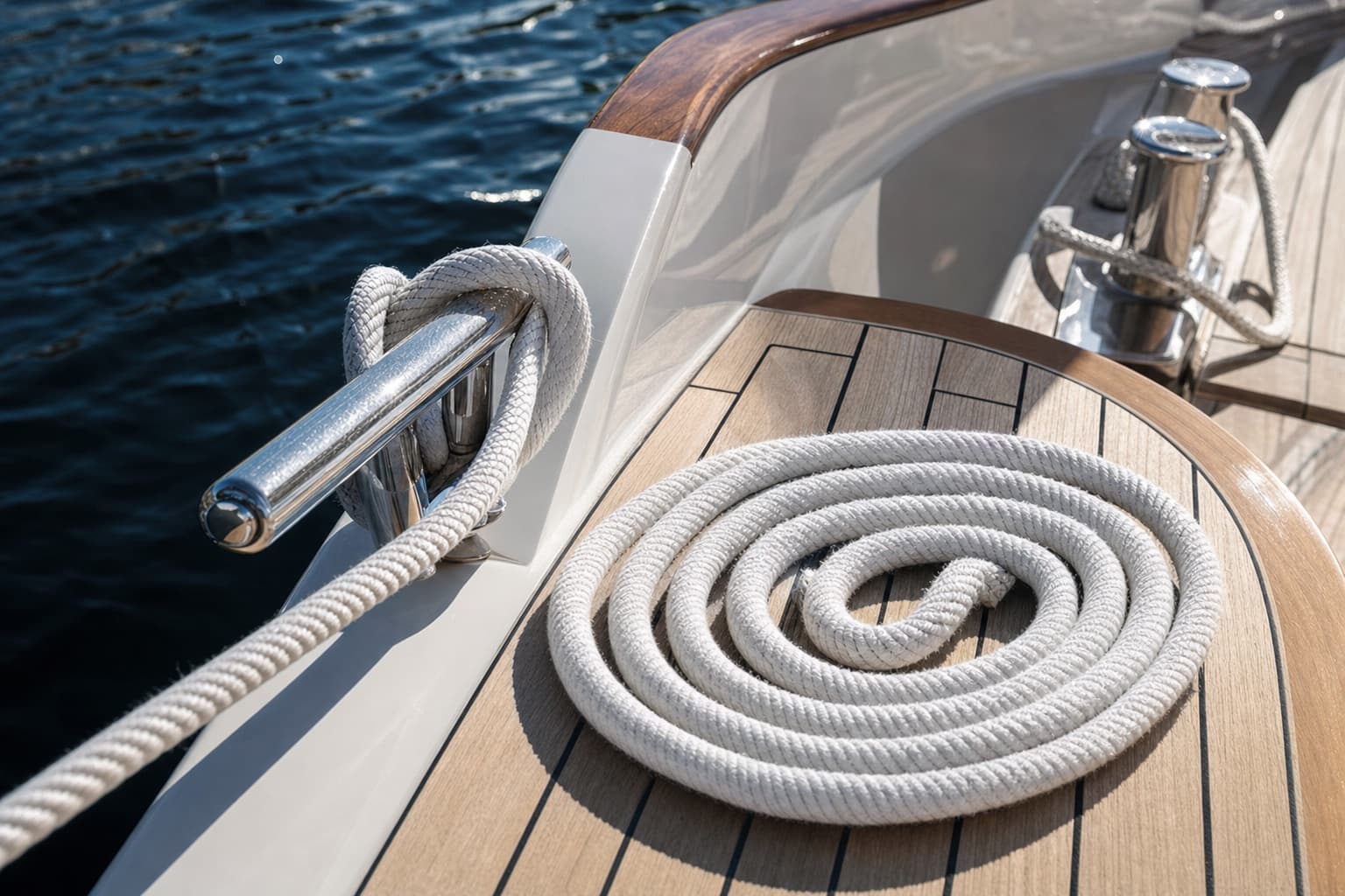 Mooring lines and deck hardware